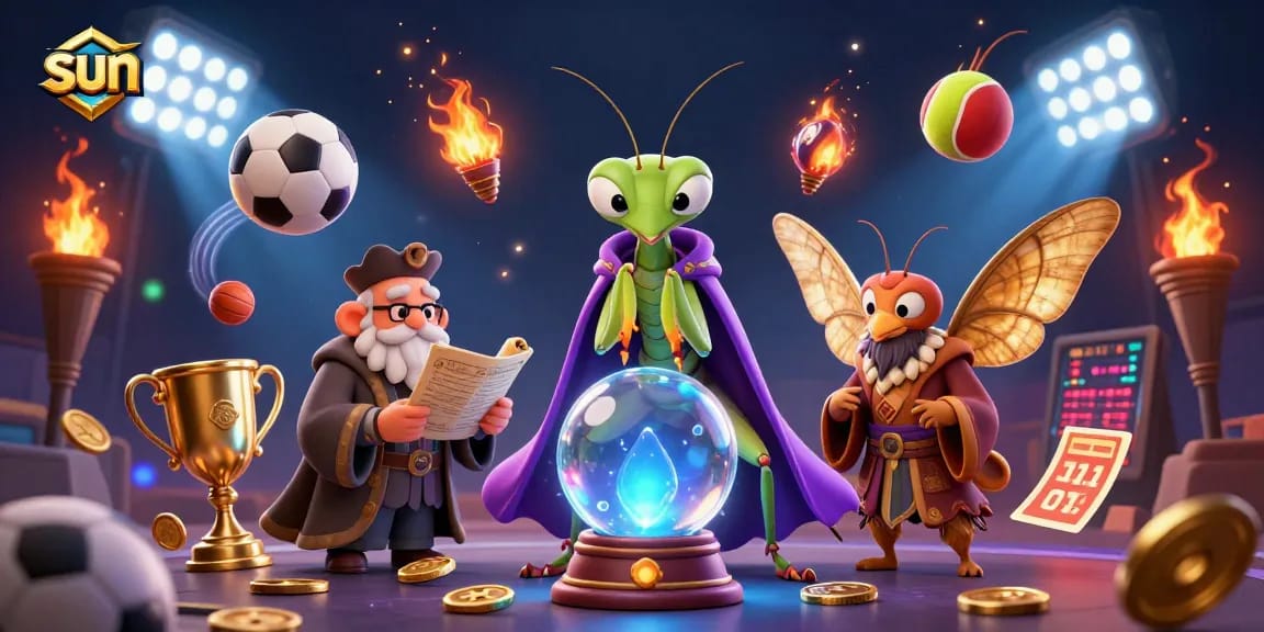 Experience the captivating world of sun-themed gambling while observing a praying mantis fortune teller.