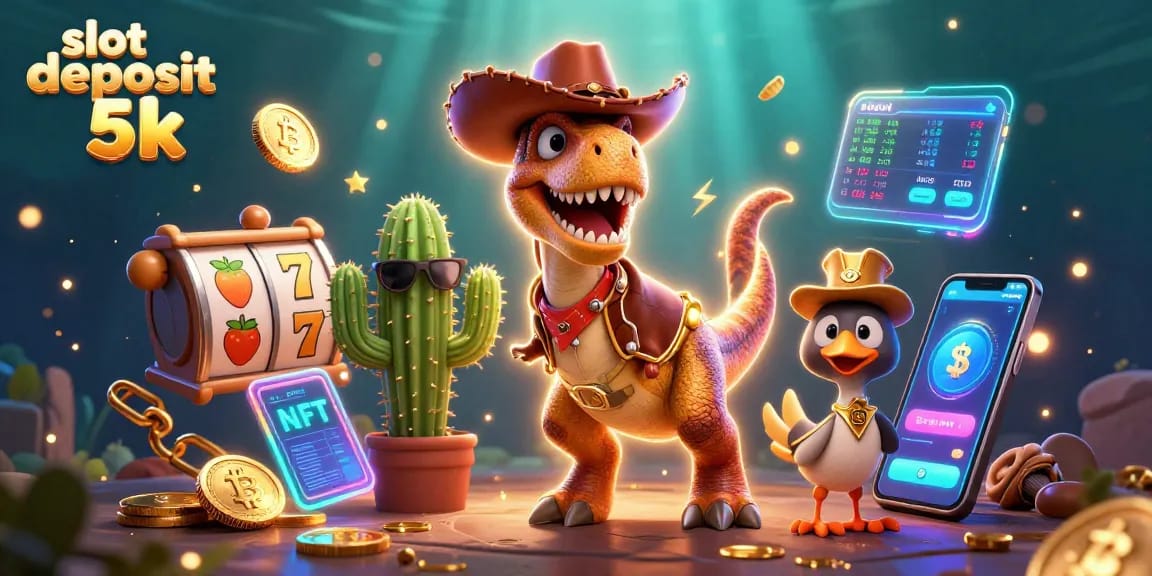Spin with slot deposit 5k as cartoon T-Rex, cactus, and roadrunner gather winning elements!