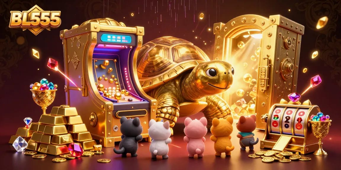 Experience thrilling gameplay with BL555's entertaining characters amid dazzling treasure.
