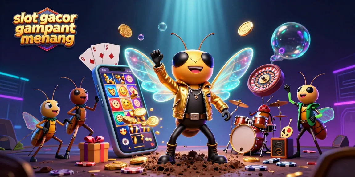 Engage in slot gacor gampang menang with vibrant 3D casino scene featuring dynamic characters and casino elements.