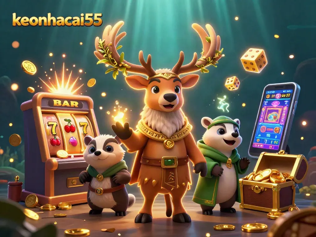 Engage with keonhacai55's thrilling slot machine adventure featuring a Celtic druid and his wise companion.