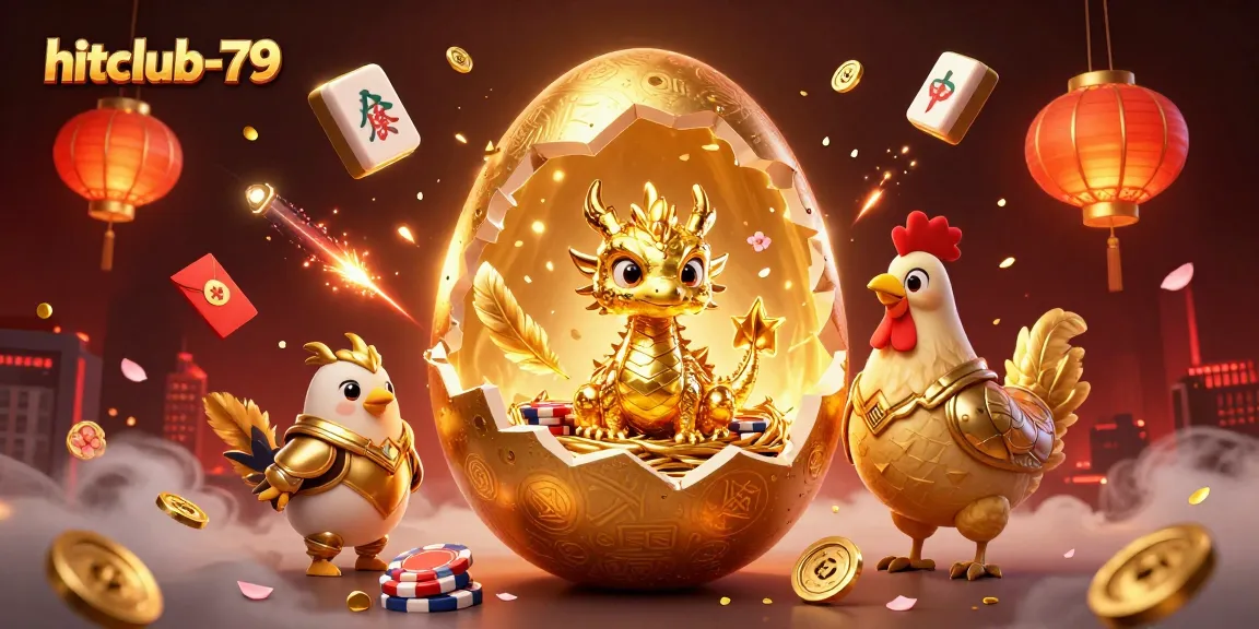 Experience thrilling gameplay at hitclub-79 with a golden dragon emerging from casino chips.
