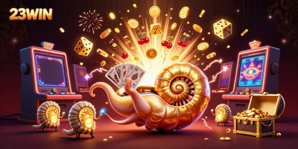 Experience thrilling gameplay with the giant nautilus at 23WIN casino, surrounded by jackpots and excitement.