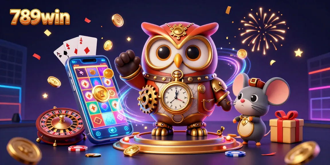 Experience thrilling gaming with 789win in this vibrant casino illustration filled with excitement and prizes.