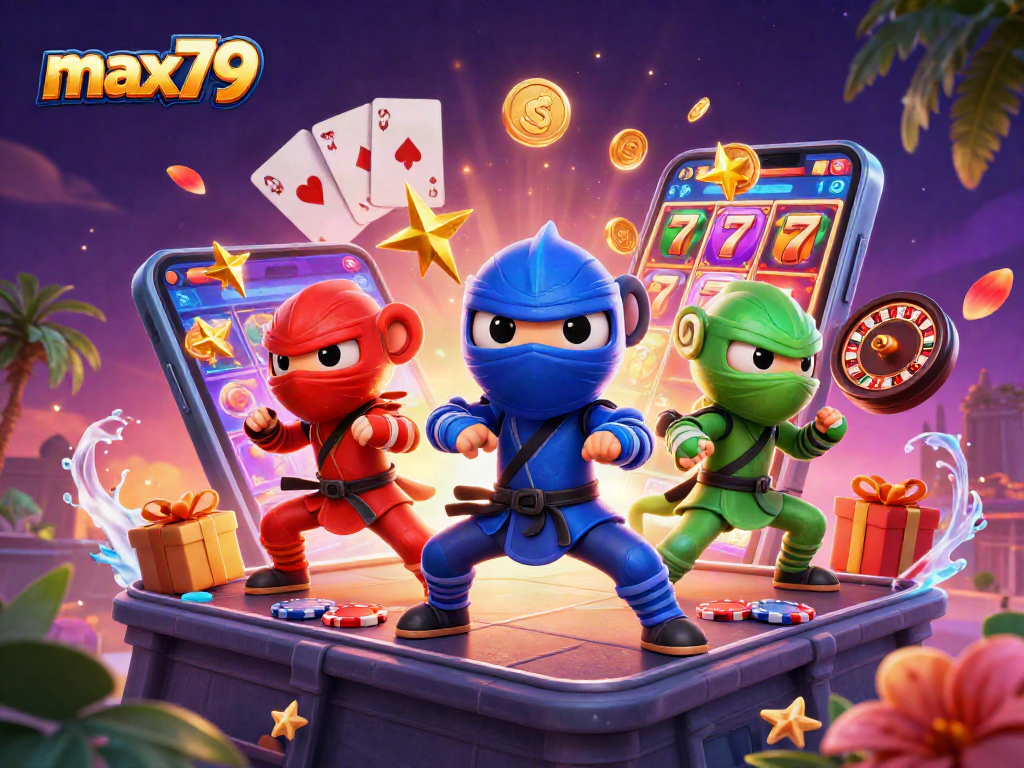 Experience thrilling gameplay at max79 with unique illustrated casino characters and dynamic slot elements.