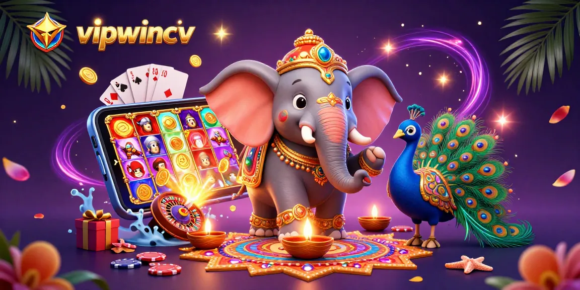 Experience vibrant gaming action with vipwincv's dynamic slots and casino elements in a thriving atmosphere.