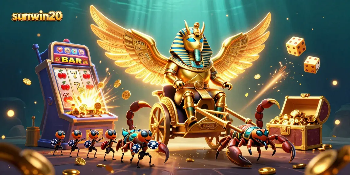 Experience thrilling jackpots with sunwin20, featuring a dynamic casino adventure scene
