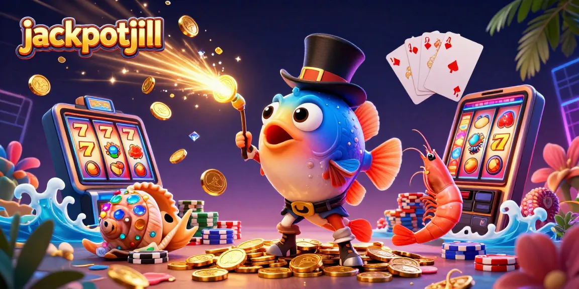 Engage with jackpotjill's vibrant casino world featuring a glowing anglerfish and treasure.