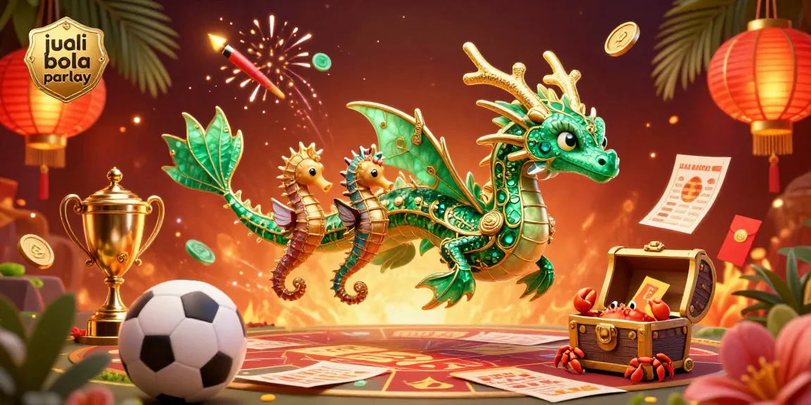 Engage in thrilling judi bola parlay betting with dynamic sports scene featuring magical sea dragon