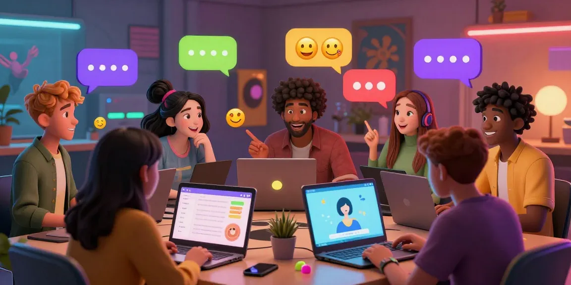 Engaging NSFW chat interaction in a vibrant digital environment featuring diverse animated characters and playful graphics.