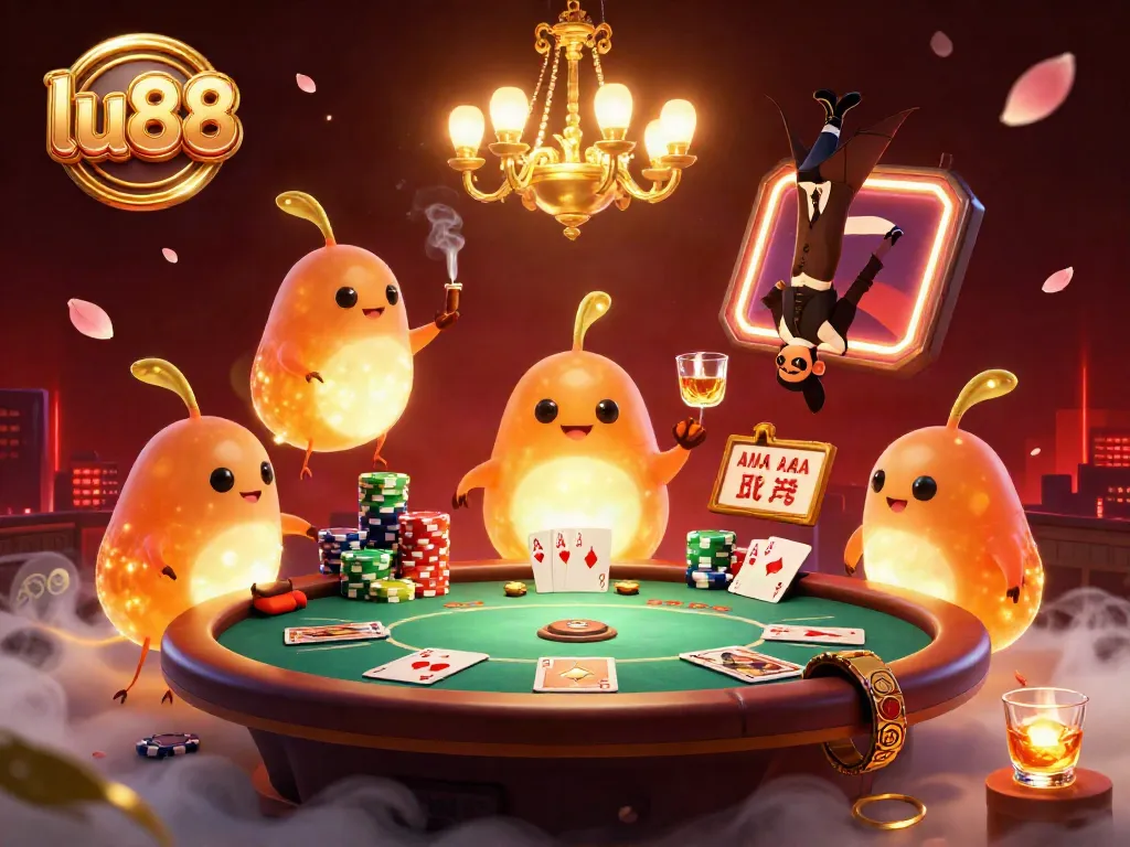 Experience the excitement of lu88 with vibrant casino action featuring glowworms lighting the game tables.