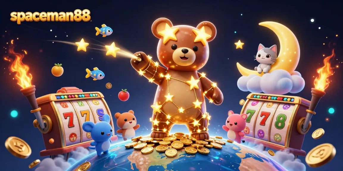Experience big wins with spaceman88 at this vibrant online slot scene filled with golden coins and lucky charms.